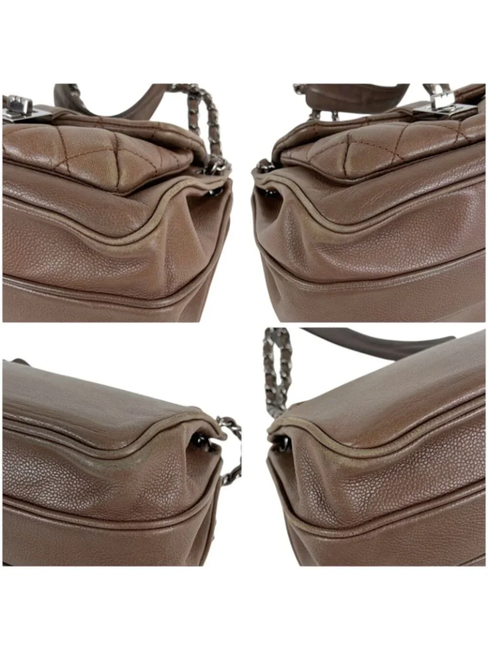 Chanel 2.55 Chain Shoulder Bag Caviar Leather Mademoiselle Lock Quilted Brown